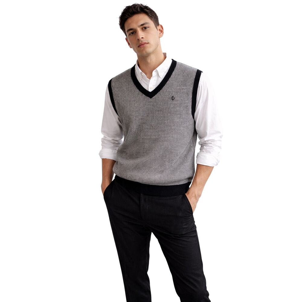 Arrow New York Sweater Vest Men’s Large Houndstooth Modern Preppy Minimalist